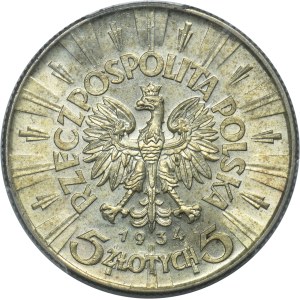 Piłsudski, 5 złotych 1934 - PCGS MS62