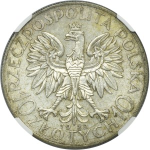 Głowa Kobiety, 10 złotych Warszawa 1932 - NGC MS61
