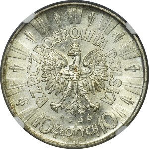 Pilsudski, 10 gold 1936 - NGC MS62