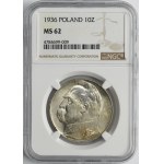 Piłsudski, 10 złotych 1936 - NGC MS62