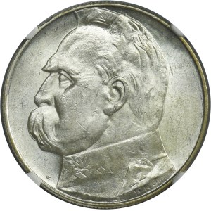 Piłsudski, 10 złotych 1937 - NGC MS62
