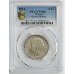 Głowa Kobiety, 5 złotych Warszawa 1934 - PCGS MS61