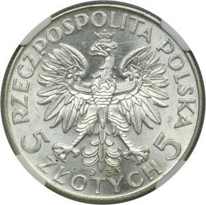 Head of a Woman, 5 gold Warsaw 1933 - NGC MS62