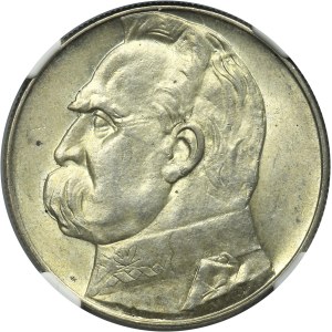 Piłsudski, 10 złotych 1938 - NGC MS62