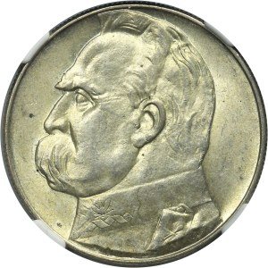 Piłsudski, 10 złotych 1938 - NGC MS62