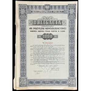 4% Pożyczka Konsolidacyjna 1936, obligacja 1.000 zł