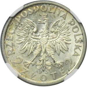 Głowa Kobiety, 2 złote 1933 - NGC MS63