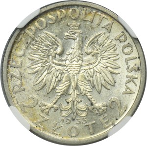 Głowa Kobiety, 2 złote 1933 - NGC MS63
