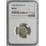 Głowa Kobiety, 2 złote 1933 - NGC MS63
