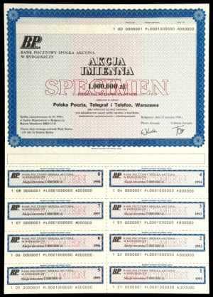 Bank Pocztowy S.A. w Bydgoszczy, 1.000.000 zł 1990 - SPECIMEN
