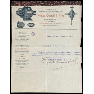 Fabryka Elektromechaniczna Roman Ochocki i S-ka, Sosnowice - pokwitowanie 1916 r.