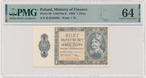 1 złoty 1938 - IŁ - PMG 64