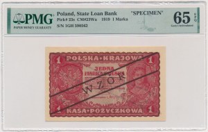 1 marka 1919 - WZÓR - I Serja GH - PMG 65 EPQ - NIENOTOWANY