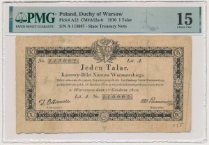 1 talar 1810 - Ostrowski - ze stemplem - PMG 15 - WYSOKI NUMER SERYJNY