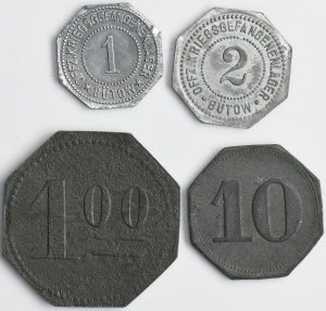 Set, Bütow, Kriegsgefangenenlager, 1 Pfennig, 2 Pfennig, 10 Pfennig and 1 Mark (4 pcs.)