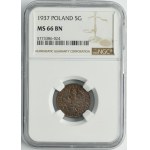 5 groszy 1937 - NGC MS66 BN