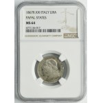 Papal State, Vatican, Pius IX, 1 Lira Rome 1867 R - NGC MS64