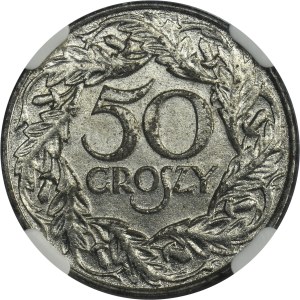 Generalna Gubernia, 50 groszy 1938 - NGC MS62 - niklowane