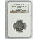 Generalna Gubernia, 50 groszy 1938 - NGC MS62 - niklowane