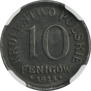 Królestwo Polskie, 10 fenigów 1918 - NGC MS62