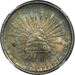 Mexico, 1 Peso Zacatecas 1899 Zs - NGC MS64