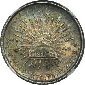Mexique, 1 Peso Zacatecas 1899 Zs - NGC MS64