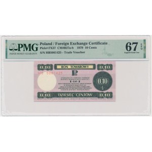 Pewex, 10 centów 1979 - HB - mały - PMG 67 EPQ