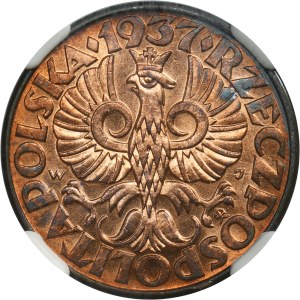 5 groszy 1937 - NGC MS64 RD