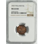 5 groszy 1937 - NGC MS64 RD