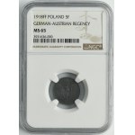 Królestwo Polskie, 5 fenigów 1918 - NGC MS65