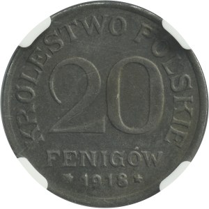 Królestwo Polskie, 20 fenigów 1918 - NGC MS62
