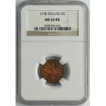 5 groszy 1938 - NGC MS64 RB