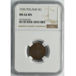 5 groszy 1935 - NGC MS62 BN