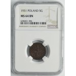 5 groszy 1931 - NGC MS64 BN