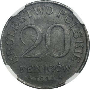 Królestwo Polskie, 20 fenigów 1917 - NGC MS61