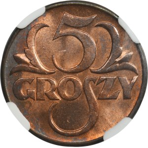 5 groszy 1939 - NGC MS65 RB