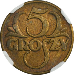 5 groszy 1923 Mosiądz - NGC MS62