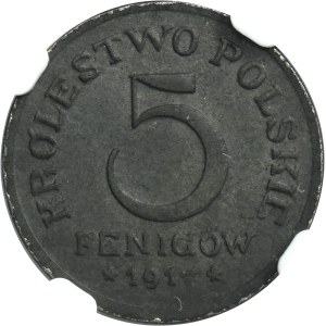 Królestwo Polskie, 5 fenigów 1917 - NGC MS63 - ex. Karolkiewicz