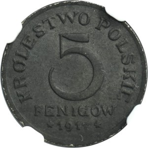 Polish Kingdom, 5 pfennig 1917 - NGC MS63 - ex. Karolkiewicz