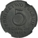Königreich Polen, 5 Feen 1917 - NGC MS63 - ex. Karolkiewicz