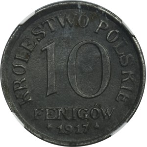 Królestwo Polskie, 10 fenigów 1917 - NGC MS62