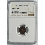 1 grosz 1933 - NGC MS63 RB