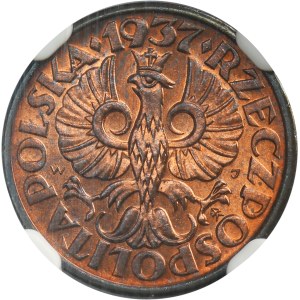 1 grosz 1937 - NGC MS66 RB