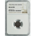 1 grosz 1933 - NGC MS64 BN