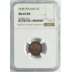 2 grosze 1938 - NGC MS65 RB