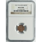 1 grosz 1927 - NGC MS63 RB