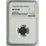 1 grosz 1936 - NGC MS64 BN