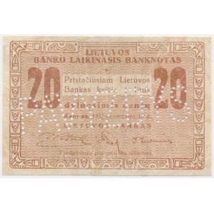 Lithuania, 20 Centu 1922 - SPECIMEN - RARE