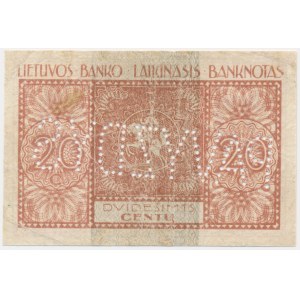Lithuania, 20 Centu 1922 - SPECIMEN - RARE