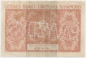 Lituanie, 20 cents 1922 - MODÈLE - RARE